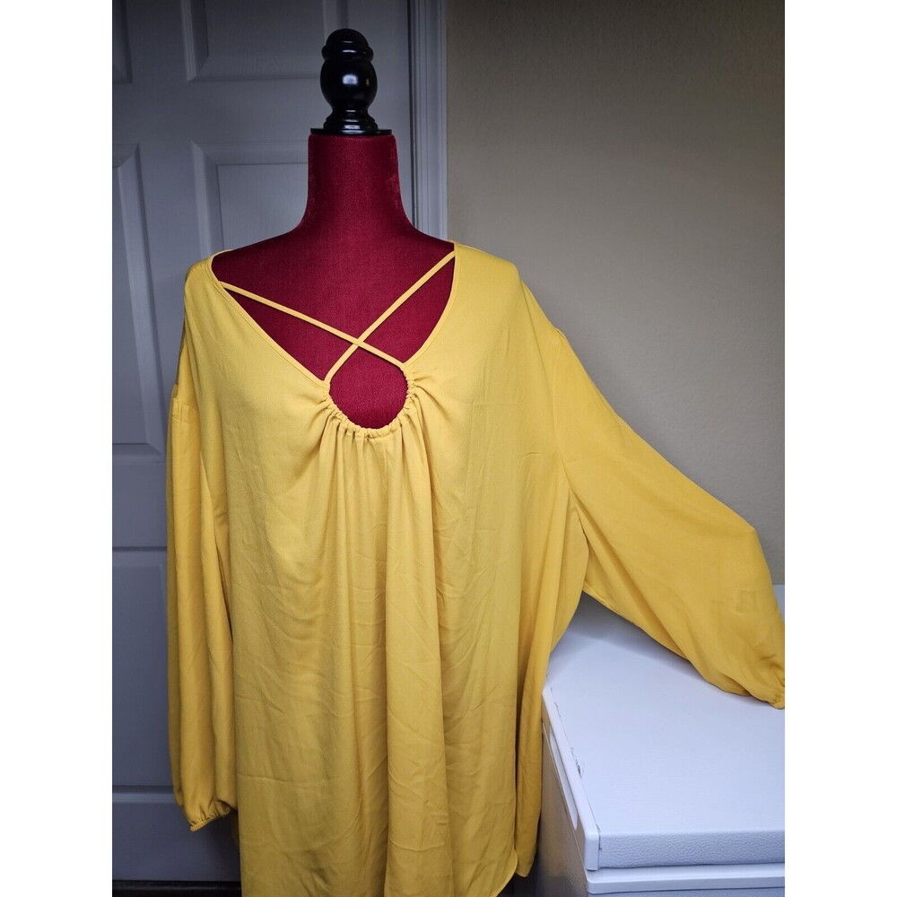 NEW Ashley Stewart Crisscross Latticed Trim Blouse Top Shirt Size 34 / 36 W